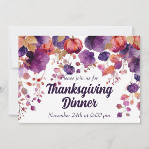 Thanksgiving Dinner Invitation Waterverf Pompoen Kaart