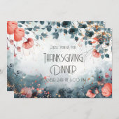 Thanksgiving Dinner Invitation Waterverf Pompoen Kaart (Voorkant / Achterkant)