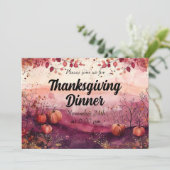 Thanksgiving Dinner Invitation Waterverf Pompoenen Kaart (Staand voorkant)
