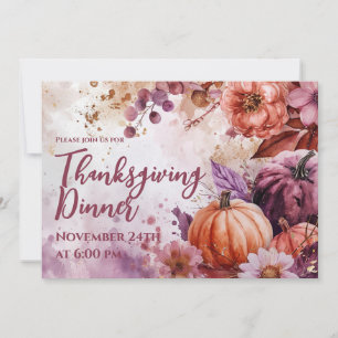 Thanksgiving Dinner Invitation Waterverf Pompoenen Kaart