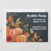 Thanksgiving Dinner Invitation Waterverf Pompoenen Kaart (Achterkant)