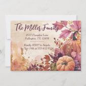 Thanksgiving Dinner Invitation Waterverf Pompoenen Kaart (Achterkant)