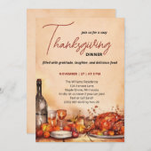 Thanksgiving Dinner invitation with Autumn Feast  (Devant / Derrière)