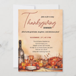 Thanksgiving Dinner invitation with Autumn Feast  Kaart