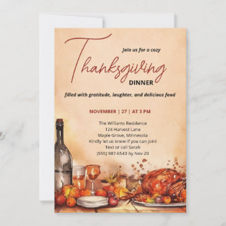 Thanksgiving Dinner invitation with Autumn Feast  Kaart
