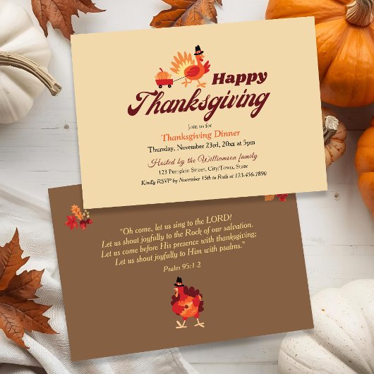 Thanksgiving Dinner Invitation with Bible Verse Kaart