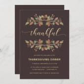 Thanksgiving DINNER INVITE | THANKFUL HERFST FOLIA Kaart (Voorkant / Achterkant)
