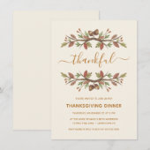 Thanksgiving DINNER INVITE | THANKFUL HERFST FOLIA Kaart (Voorkant / Achterkant)