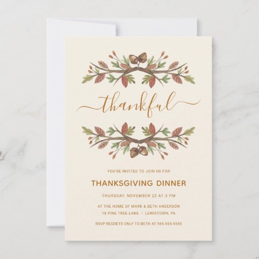 Thanksgiving DINNER INVITE | THANKFUL HERFST FOLIA Kaart (Voorkant)