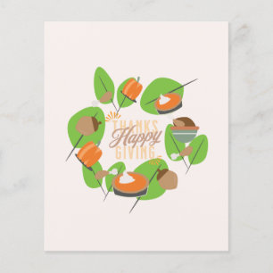 Thanksgiving Dinner Kalkoen Pompoen Herfst Groene Flyer
