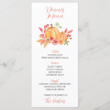 Thanksgiving Dinner Menu Bloemenpompoen