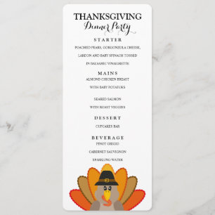 Thanksgiving Dinner menukaart sjabloon Kaart