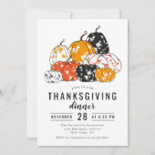 Thanksgiving Dinner Modern Floral Pumpkins Kaart (Voorkant)