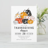 Thanksgiving Dinner Modern Floral Pumpkins Kaart (Staand voorkant)