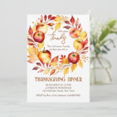 Thanksgiving Dinner Party Appel krans sjabloon Kaart (Staand voorkant)