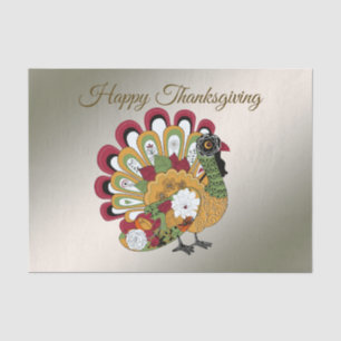 Thanksgiving Dinner Party Colorful Floral Turkey Tissuepapier