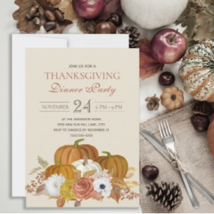 Thanksgiving Dinner Party Elegant Rustic Kaart
