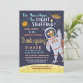 Thanksgiving Dinner Party Funny Astronaut Turkije Kaart (Staand voorkant)