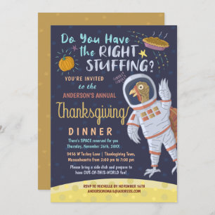Thanksgiving Dinner Party Funny Astronaut Turkije Kaart