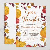 Thanksgiving Dinner Party Herfst Herfst Uitnodigin Kaart (Voorkant / Achterkant)