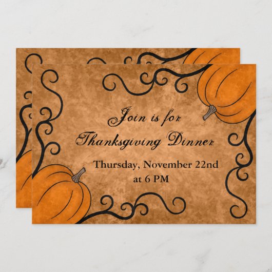 Thanksgiving Dinner Party Kaart (Voorkant / Achterkant)