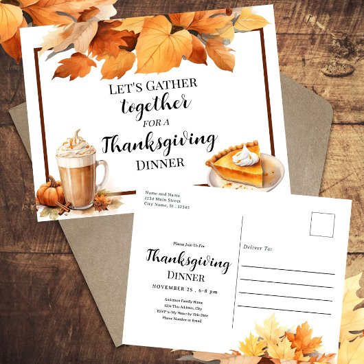 Thanksgiving Dinner Pie Invitation Briefkaart