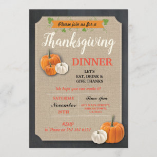 Thanksgiving Dinner Pompoenen Rustieke Krijt Uitno Kaart