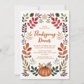 Thanksgiving Dinner Pumpkin & Autumn Leaves Kaart (Voorkant)