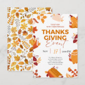 Thanksgiving Dinner Pumpkin & Autumn Leaves Kaart (Voorkant / Achterkant)