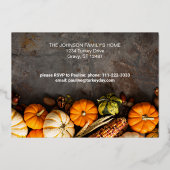 Thanksgiving Dinner Pumpkins Folie Uitnodiging (Achterkant)