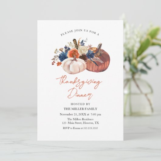 Thanksgiving Dinner Pumpkins Invitation (Debout devant)