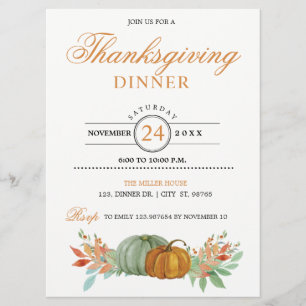 Thanksgiving Dinner Pumpkins Invitation Card Kaart
