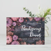 Thanksgiving Dinner Rustic Pumpkin Invitation Kaart (Staand voorkant)