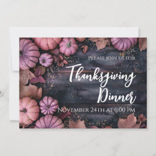 Thanksgiving Dinner Rustic Pumpkin Invitation Kaart