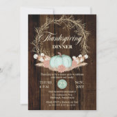 Thanksgiving Dinner Rustic Pumpkin Pampas Wreath Kaart (Voorkant)