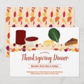 Thanksgiving Dinner Smiling Foods Cartoon Bladeren Kaart (Voorkant / Achterkant)