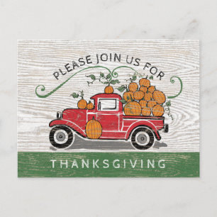 Thanksgiving Dinner  Truck Pumpkins Uitnodiging Briefkaart