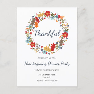 Thanksgiving Dinner Uitnodiging Dankbare Krans