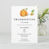 Thanksgiving Dinner Waterverf Pompoen- Wit Kaart (Staand voorkant)