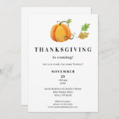 Thanksgiving Dinner Waterverf Pompoen- Wit Kaart (Voorkant / Achterkant)