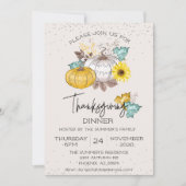 Thanksgiving Dinner White Glitter Pumpkin Kaart (Voorkant)