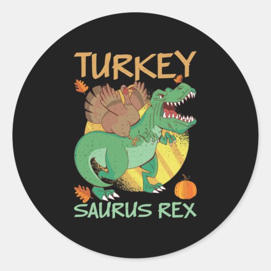 Thanksgiving Dinosaur prehistor van de  Saurus Rex Ronde Sticker (Voorkant)