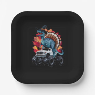 Thanksgiving Dinosaurus T-Rex Monster Truck Papieren Bordje