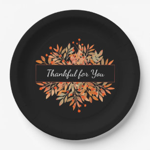 Thanksgiving Donkere Sinaasappel Herfst Papieren Bordje