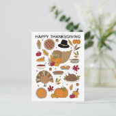 Thanksgiving Doodles mignonette carte postale illu (Debout devant)