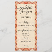 Thanksgiving Double Sided Menu & Place Card Plaid (Devant)