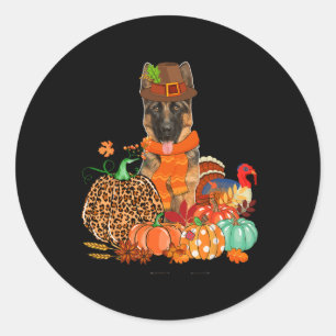 Thanksgiving Duitse herder met Turkije Herfst pomp Ronde Sticker