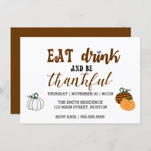 Thanksgiving Eat Drink en Thankful Party Kaart