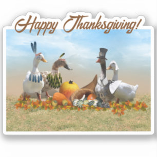 Thanksgiving Eenden - Pelgrims & Indianen Sticker