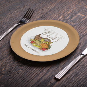 Thanksgiving Eenvoudige cornucopia Elegant geeft B Papieren Bordje